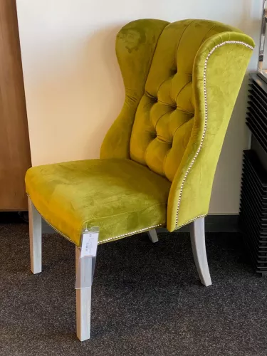 Hazenkamp Fachhändler SALE Roxy Beistell-Esszimmerstuhl – Juke Olive 53 – neue graue Beine – silberne Nägel – silberner Ring (115386)