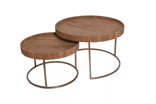 Keong Satztisch-Set Teakholz / polierter Stahl (63x39+49x31cm)