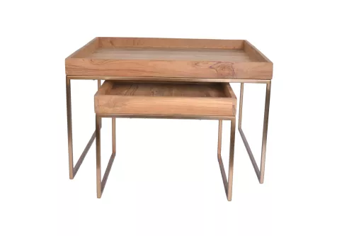 Ridley Tischset Teakholz / Polierter Stahl