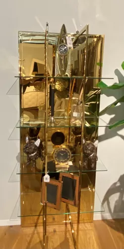 Hazenkamp Fachhändler Schrank Manville 80x35x200cm glänzend Gold Klarglas (202390)
