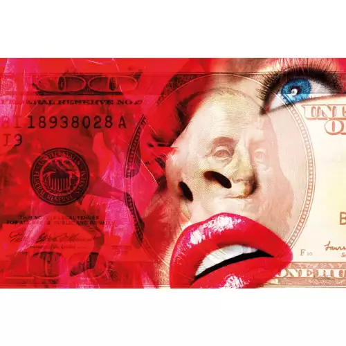 Rote Lippen + Geld 120x180x2cm