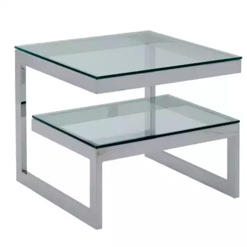 Beistelltisch Magnus 65x65x55cm Silber Klarglas