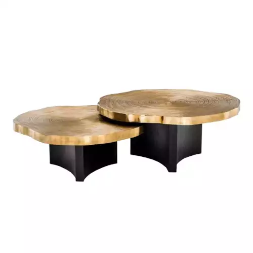 Hazenkamp Fachhändler Couchtisch Set Timber 85x85x40cm + 95x95x45cm gold schwarz (115693)