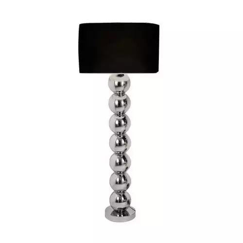Stehlampe silberne Kugel mit schwarzem Lampenschirm