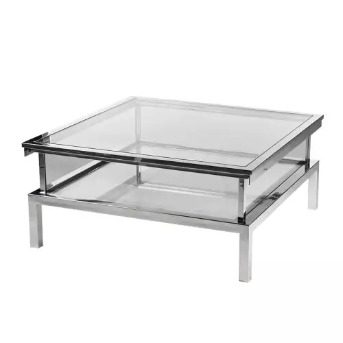 Couchtisch Farley 100x100x40cm verschiebbar silber Glas