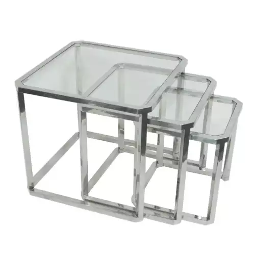 Beistelltisch Jerome 60x60x55cm mit Klarglas (3er Set)