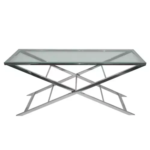 Wandtisch Fisher 75x50x160cm mit Klarglas silber