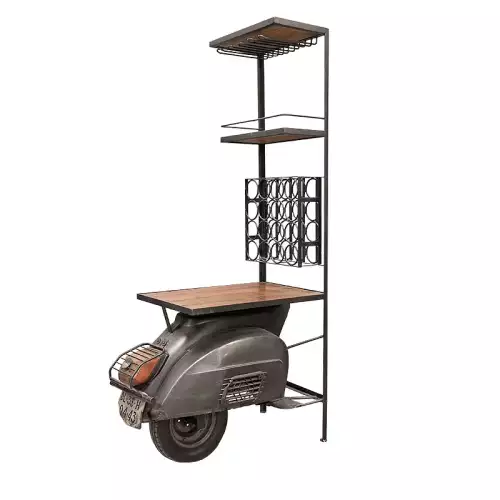 Iron & Wooden Rack Scooter 54x100x187cm Weinregal