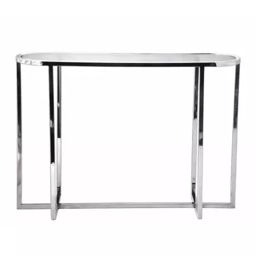 Hazenkamp Fachhändler Konsolentisch Harlow 100x30x71cm Oval Silber Glas (111630)