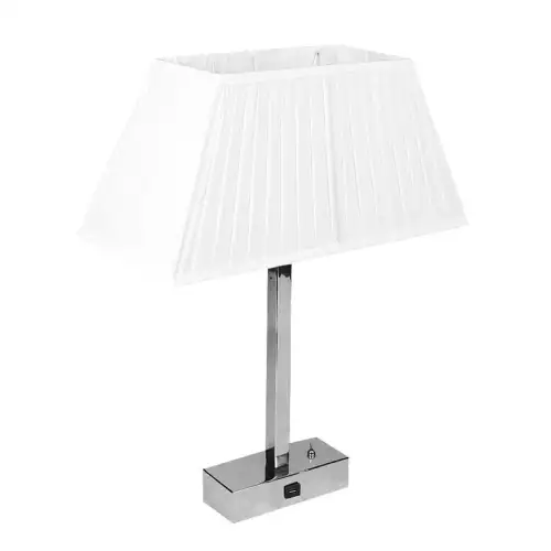 Hazenkamp Fachhändler Tischlampe 20x8x45cm silber mit weißem Schirm (112484)