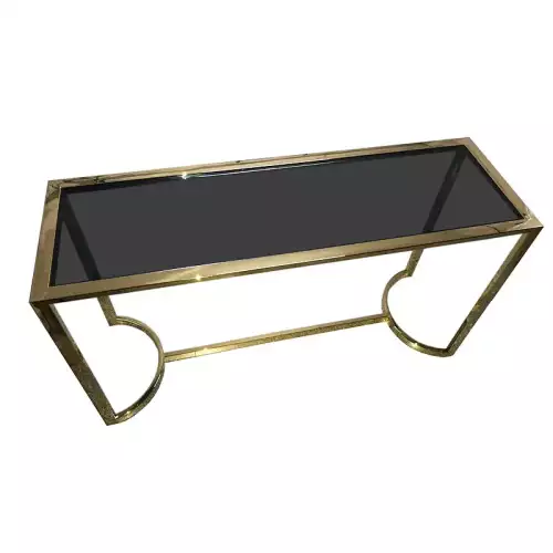 Konsolentisch Gold Manley 140x45x78cm Schwarzes Glas