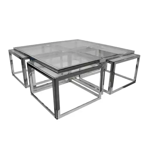 Tisch Rowley 120x120x45cm Silber Klarglas
