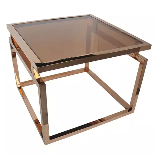 Couchtisch Stapleton 65x65x50cm Gold Rauchglas