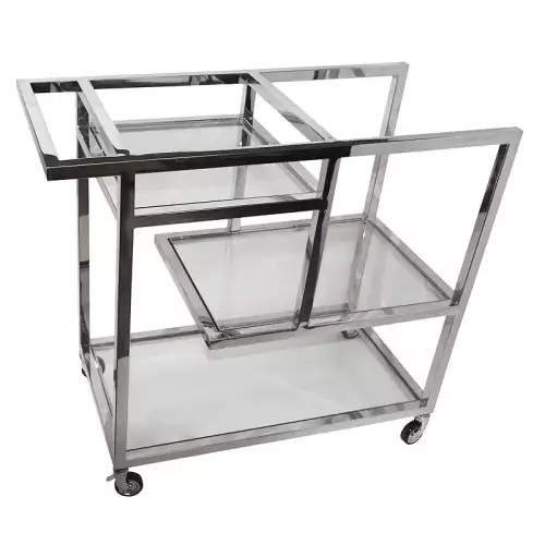 Barwagen Terrence 89x42x80cm Silber Klarglas