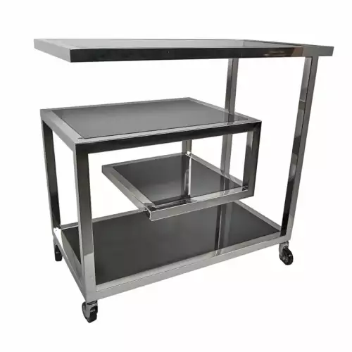 Barwagen Wesson 83x42x78cm Silber Schwarz Glas