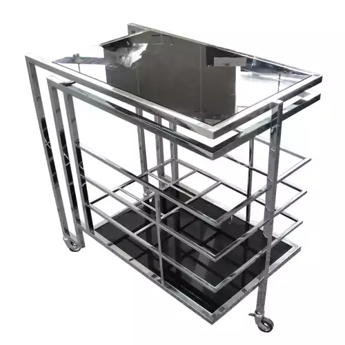 Barwagen Darrell 77x42x78,5cm Silber Schwarz Glas