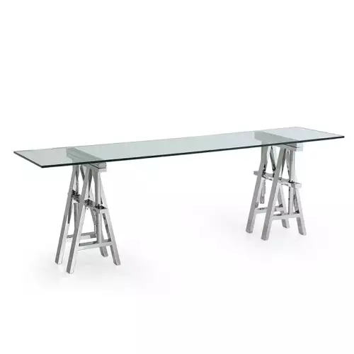 Tisch Colson 200x50x66/75,5cm SILBER Klarglas
