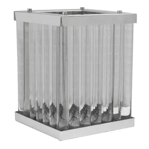 Hazenkamp Fachhändler Hurricane Light 25x25x32cm Art Deco Kleines Quadrat aus Silber und Glas (107889)