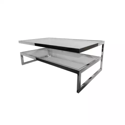 Couchtisch Dax 140x70x45cm Silber Klarglas