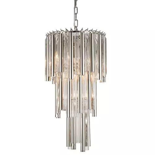 Decke Lampe Kronleuchter 35x35x68cm Silber Glas