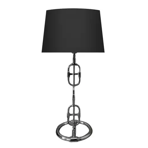 Tischlampe 25x25x58cm mit schwarzem Stoffschirm (41x41x26cm)