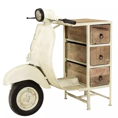 Hazenkamp Fachhändler Schrank mit 3 Schubladen Vintage Scooter Creme (200286)