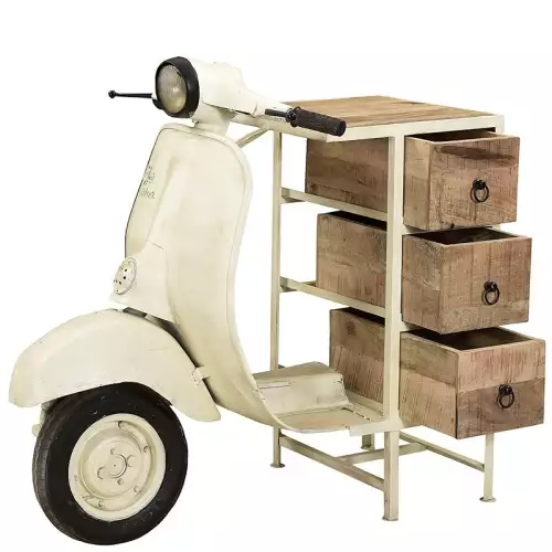 Hazenkamp Fachhändler Schrank mit 3 Schubladen Vintage Scooter Creme (200286)