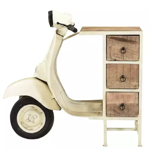 Hazenkamp Fachhändler Schrank mit 3 Schubladen Vintage Scooter Creme (200286)