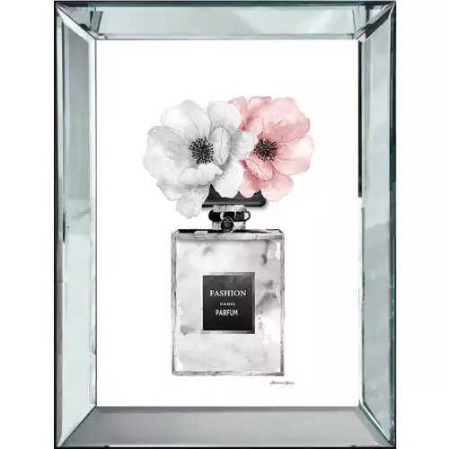 Rahmen Parfum Grau/Rosa Blumen 40x4.5x50cm
