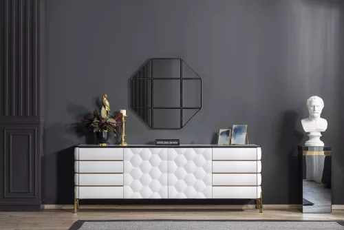 Hazenkamp Fachhändler Nirvana Sideboard mit Spiegel weiß und gold (200487)