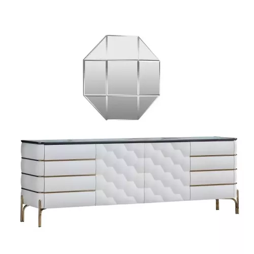 Hazenkamp Fachhändler Nirvana Sideboard mit Spiegel weiß und gold (200487)