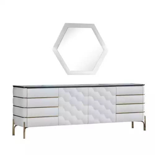 Hazenkamp Fachhändler Nirvana Sideboard mit Spiegel weiß und gold (200487)