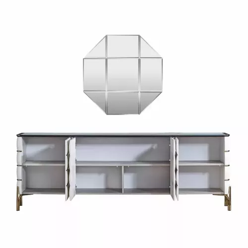 Hazenkamp Fachhändler Nirvana Sideboard mit Spiegel weiß und gold (200487)