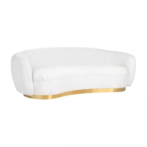 Boucle-Teddy-Sofa mit Goldfüßen weiß-creme