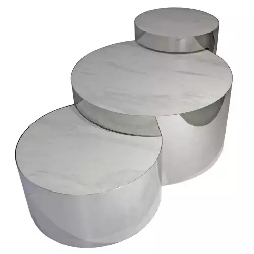 Hazenkamp Fachhändler Stainless steel Coffee table Leipzig with white porcelain top (set of 3) (200797)