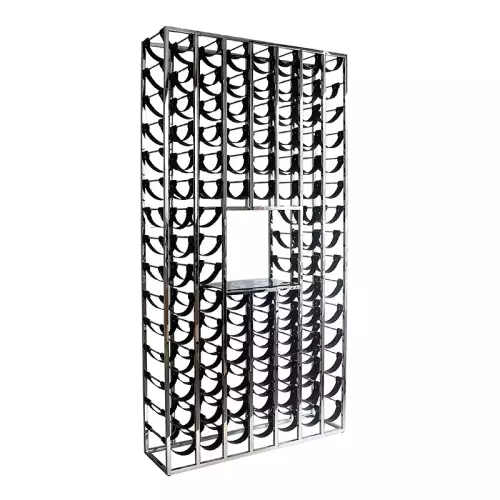 Hazenkamp Fachhändler Stainless steel wine cabinet black belts clear glass 114x32x220cm  (200802)