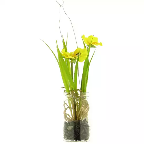 Hazenkamp Fachhändler Stiefmütterchen im Glastopf mit Aufhänger Gelb 24cm (201002)