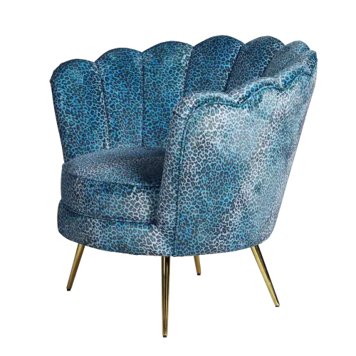 Fauteuil Ilda leopard blauw