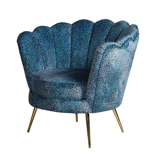 rolandk-wohnen Fauteuil Ilda leopard blauw (SV2327)