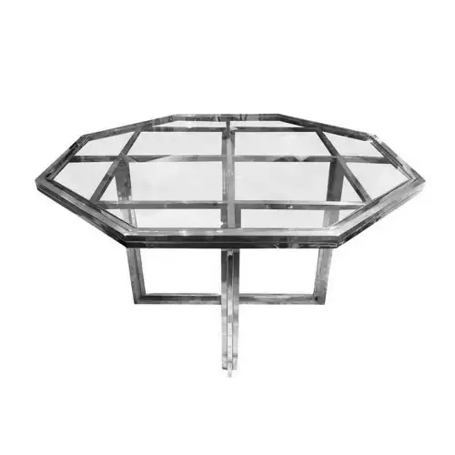 Dining Table Cordele 120x120x78cm with Clear Glass