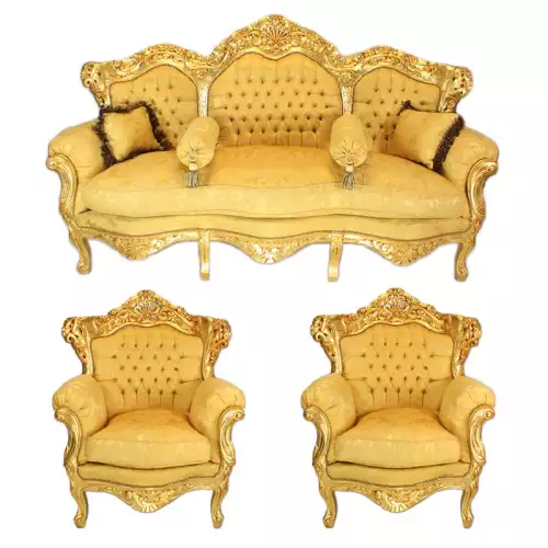 rolandk-wohnen Barocksofa mit edlem Muster gold (SV1726)