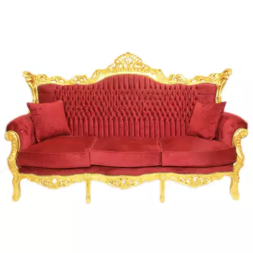 Barocksofa set royal lyse goud bordeaux  mit edlem Muster bordeauxe