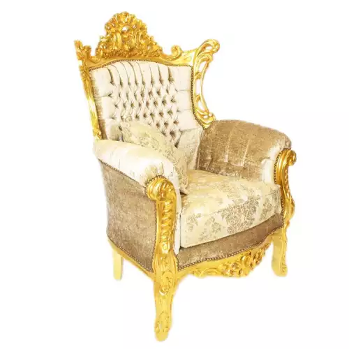 rolandk-wohnen Barocksofa set royal lyse goud-premium beige   mit edlem Muster (SV1733)