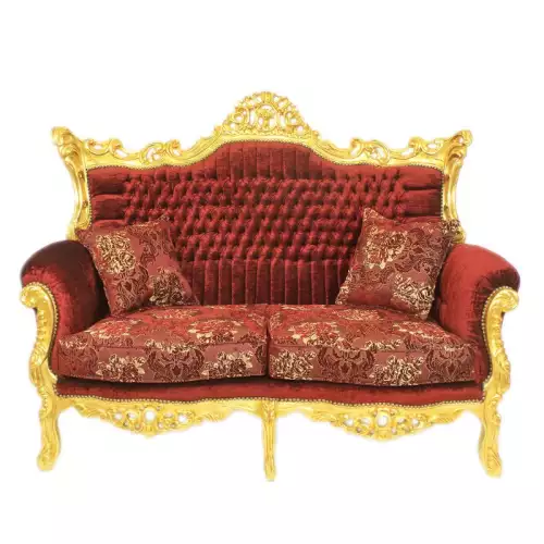 Barocksofa set royal lyse goud-premium bordeaux  mit edlem Muster bordeauxe