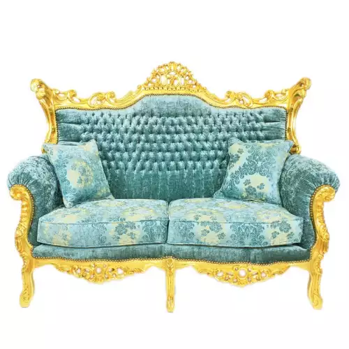 Barocksofaset royal lyse goud-premium turquoise  mit edlem Muster