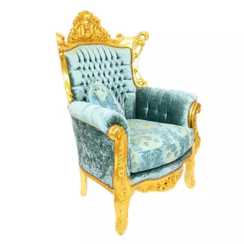 rolandk-wohnen Barocksofaset royal lyse goud-premium turquoise  mit edlem Muster (SV1735)