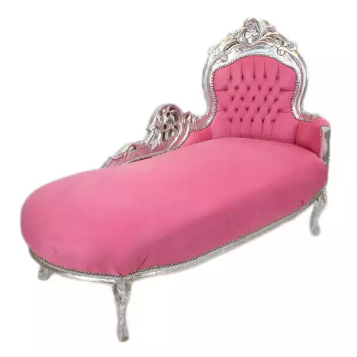 rolandk-wohnen Chaise longue   silber  /rosa (SV1745)