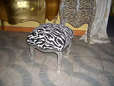 Barockhocker silber mit Zebra-Muster