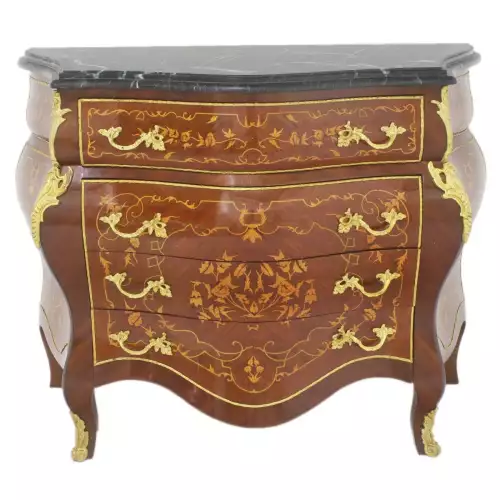 rolandk-wohnen Barock Kommode Commode Dordogne Marqueterie XL (SV1801)