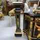 rolandk-wohnen Luxus Barock Commode mit 2 Sulen schwarz-gold vergoldet (SV2246)